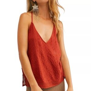 Free People Intimately Lace Beaded Bright Lights Camisole Tank Top Medium